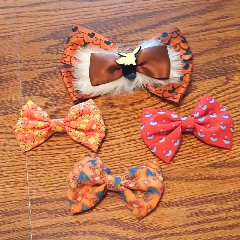 4 Piece set of Pokemon Hairbows